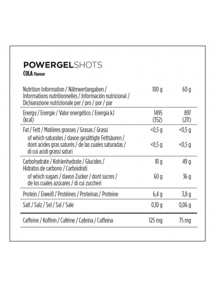POWERBAR POWERGEL Shots gelis  sportuojantiems 60gr. Cola (Caffeine)